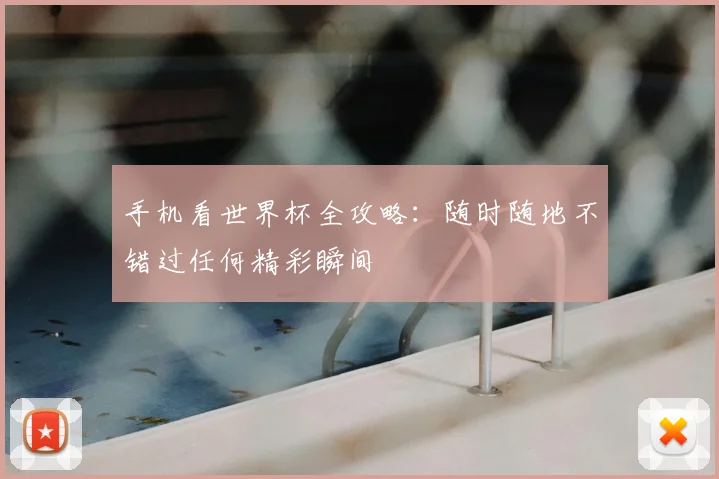 手机看世界杯全攻略：随时随地不错过任何精彩瞬间